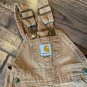 Tan Carhartt overalls. Size 12 months.